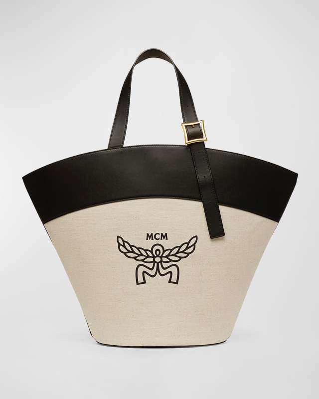 Lauretos Logo Canvas Shopper Tote Bag